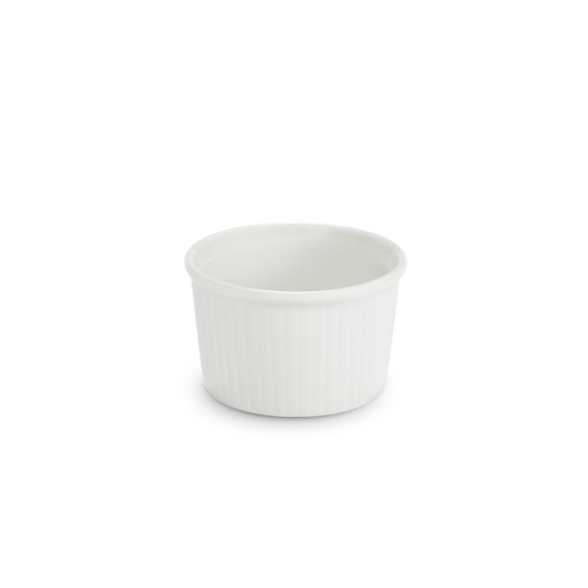 White ramekin on a white background