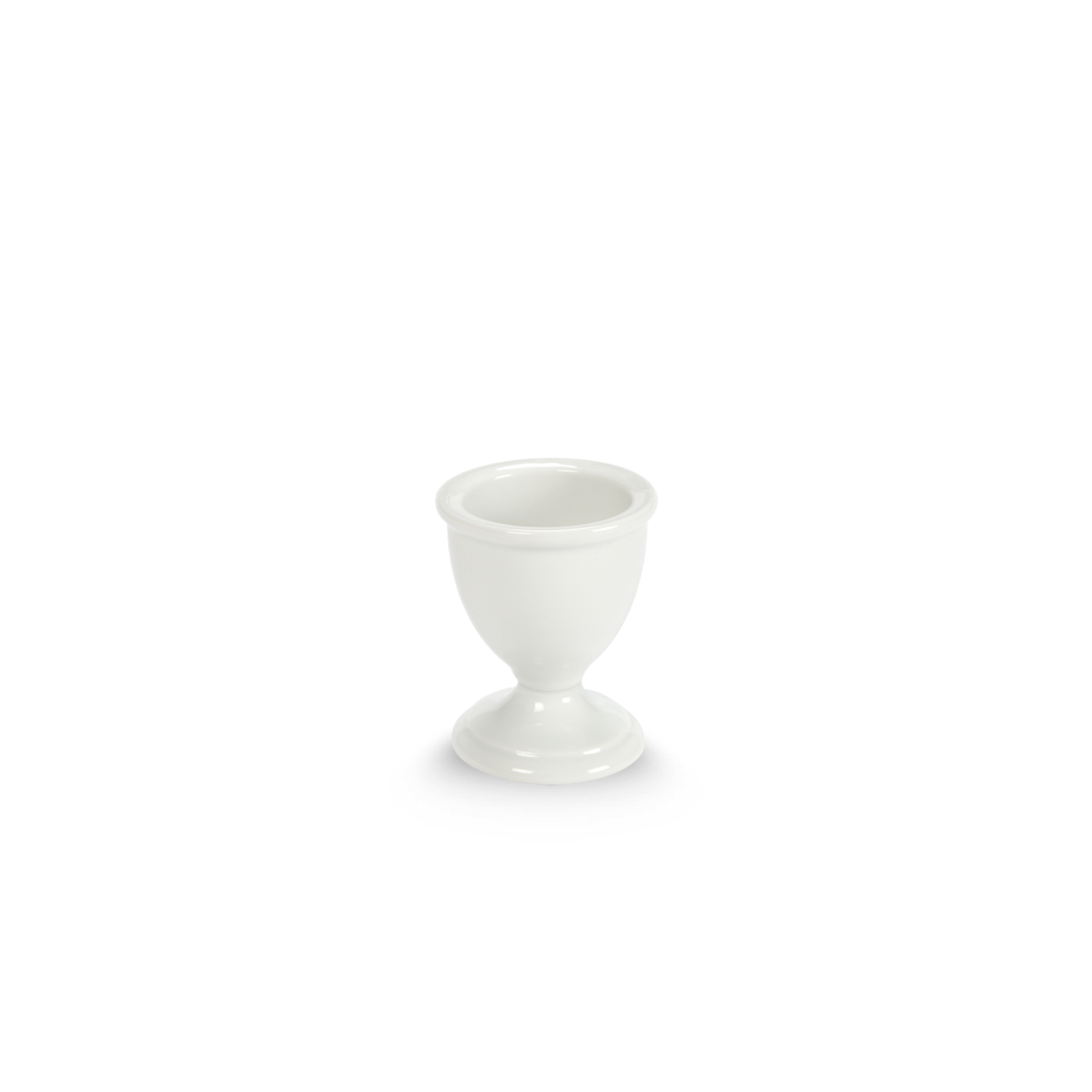 White ceramic egg cup on a white background