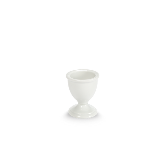 White ceramic egg cup on a white background