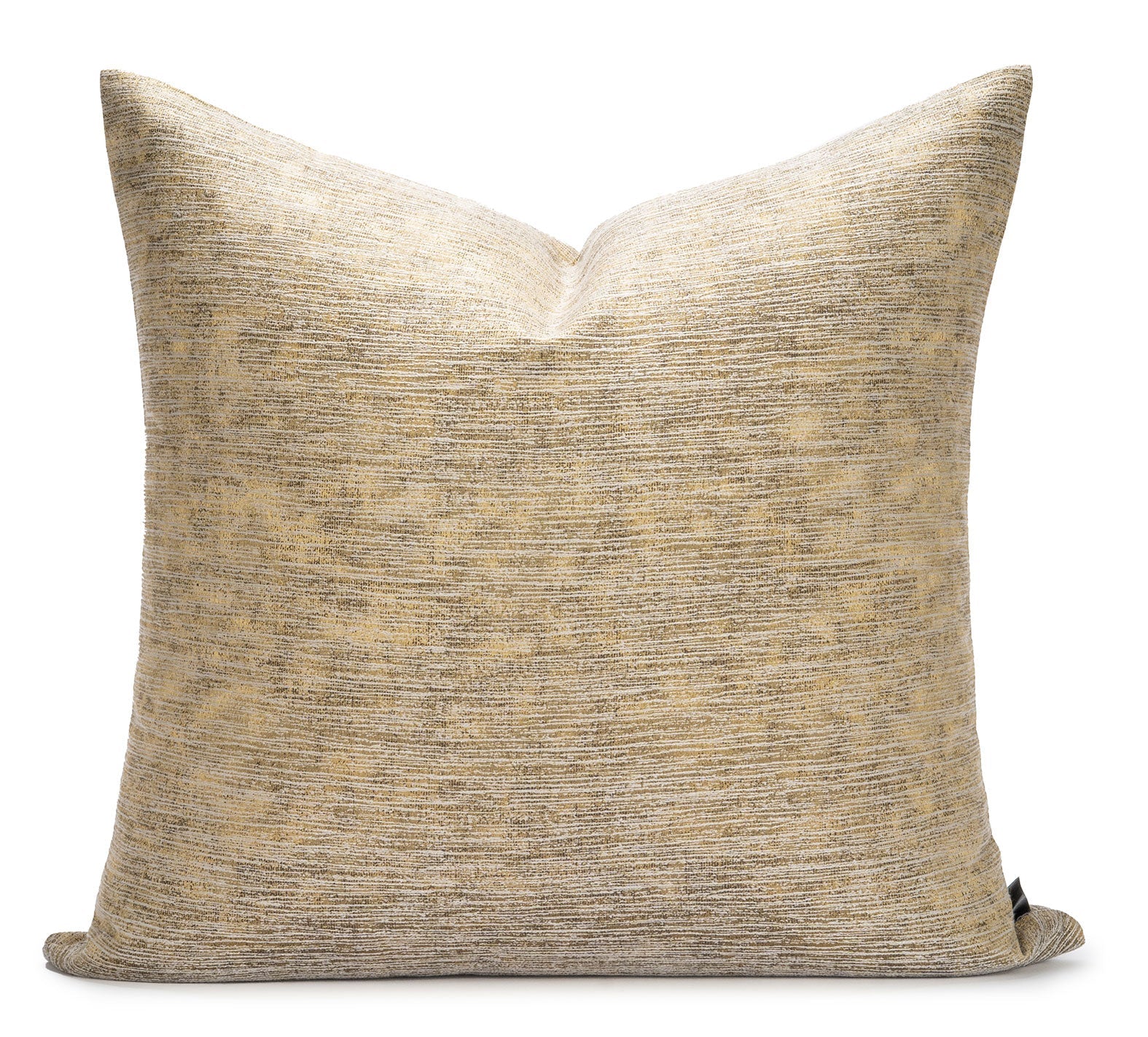 Textured beige pillow on a white background