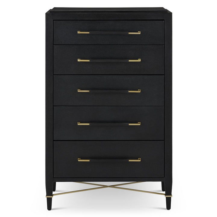 Verona Black Five-Drawer Chest by Currey and Company