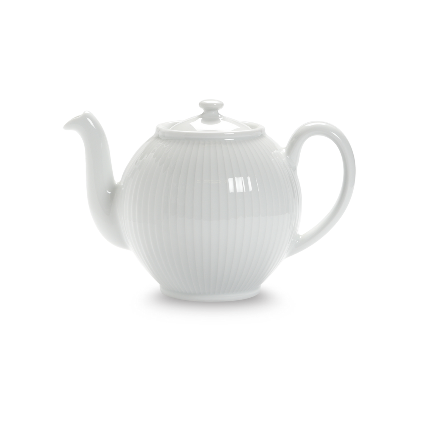 White ceramic teapot on a white background