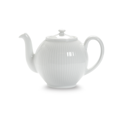 White ceramic teapot on a white background