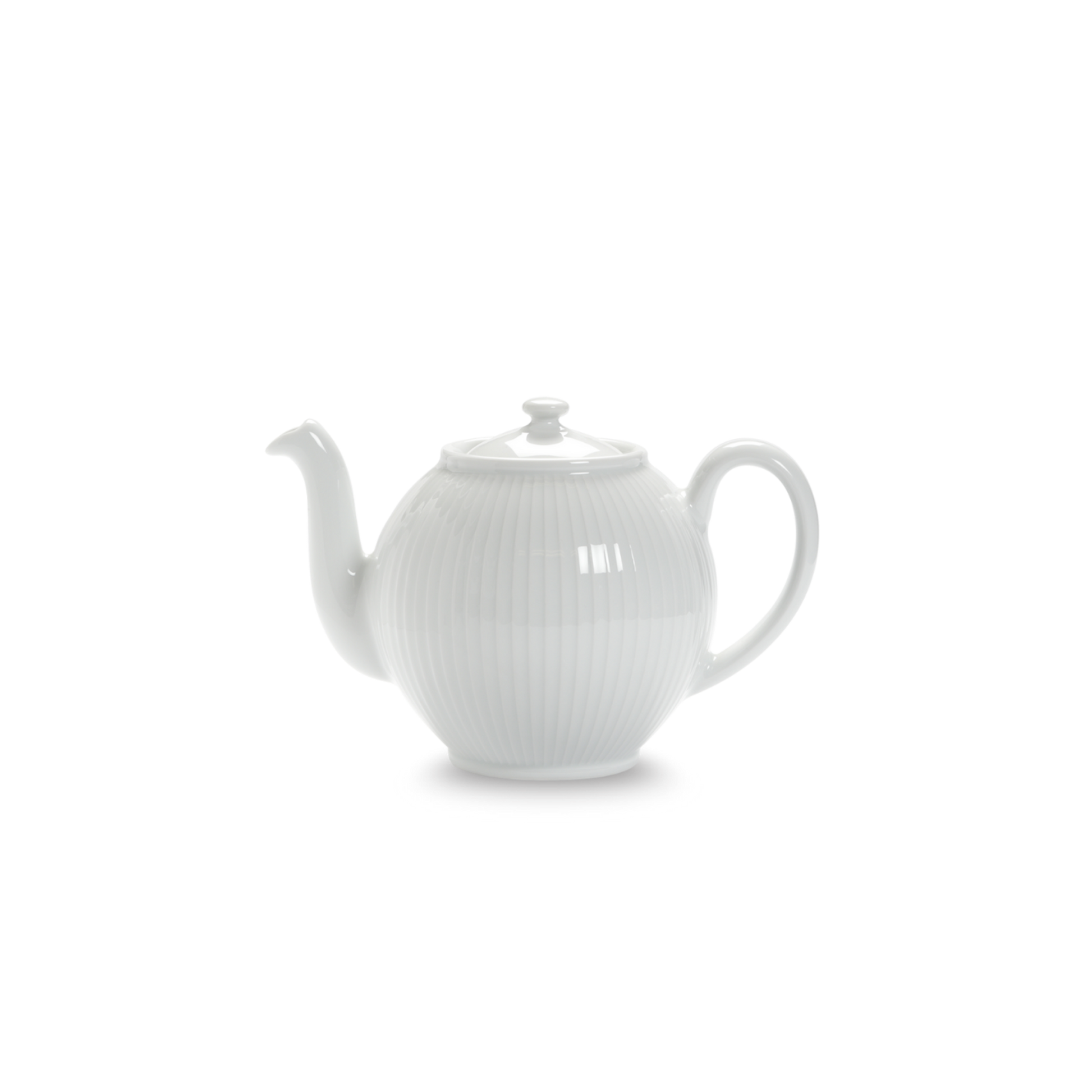 White ceramic teapot on a white background