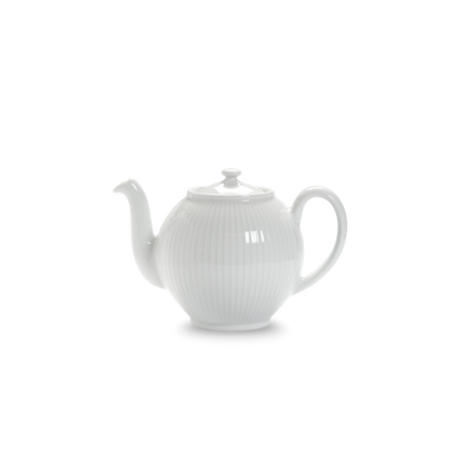White ceramic teapot on a white background