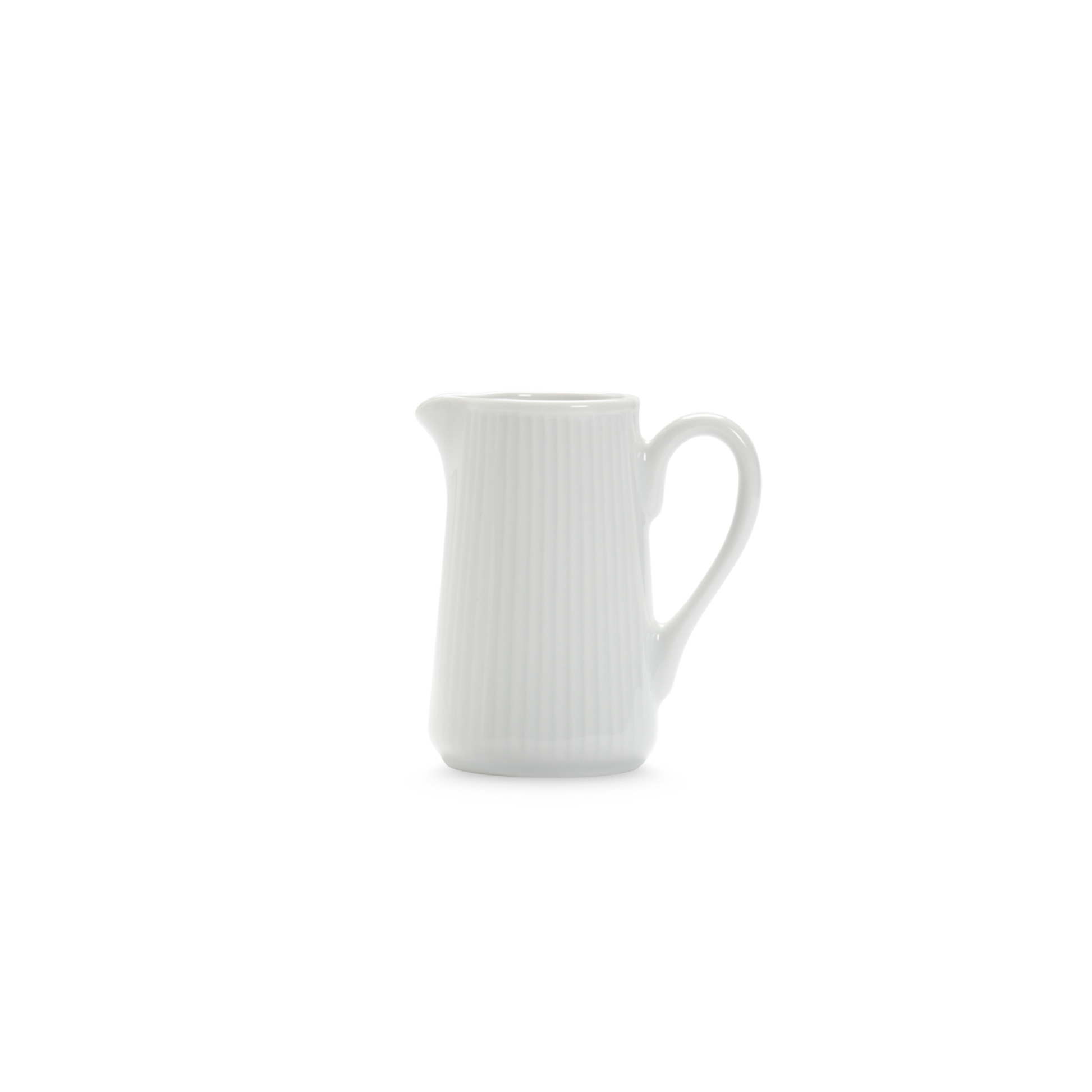 White ceramic pitcher on a white background