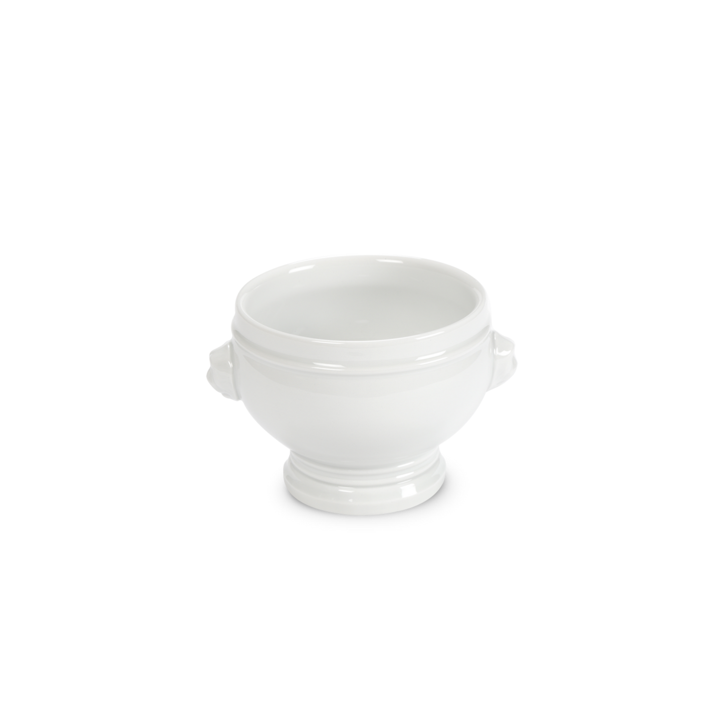 White ceramic footed bowl on a white background