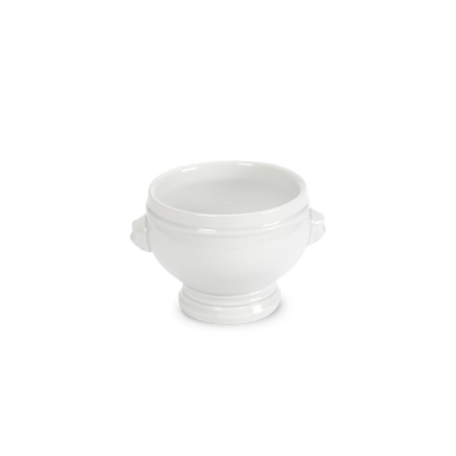 White ceramic footed bowl on a white background