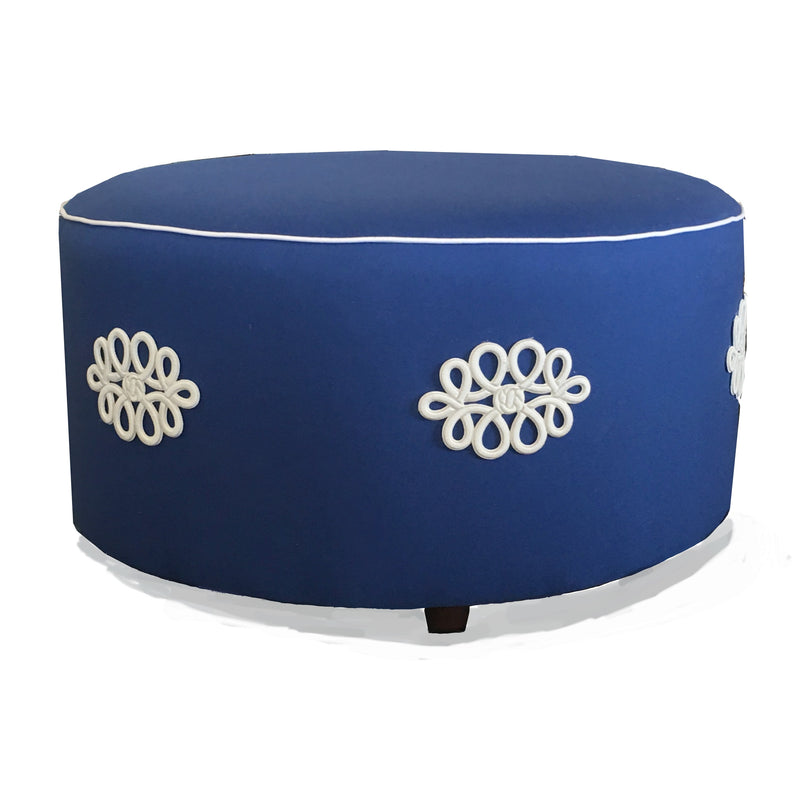 Shang Knot Ottoman in Navy by Dana Gibson