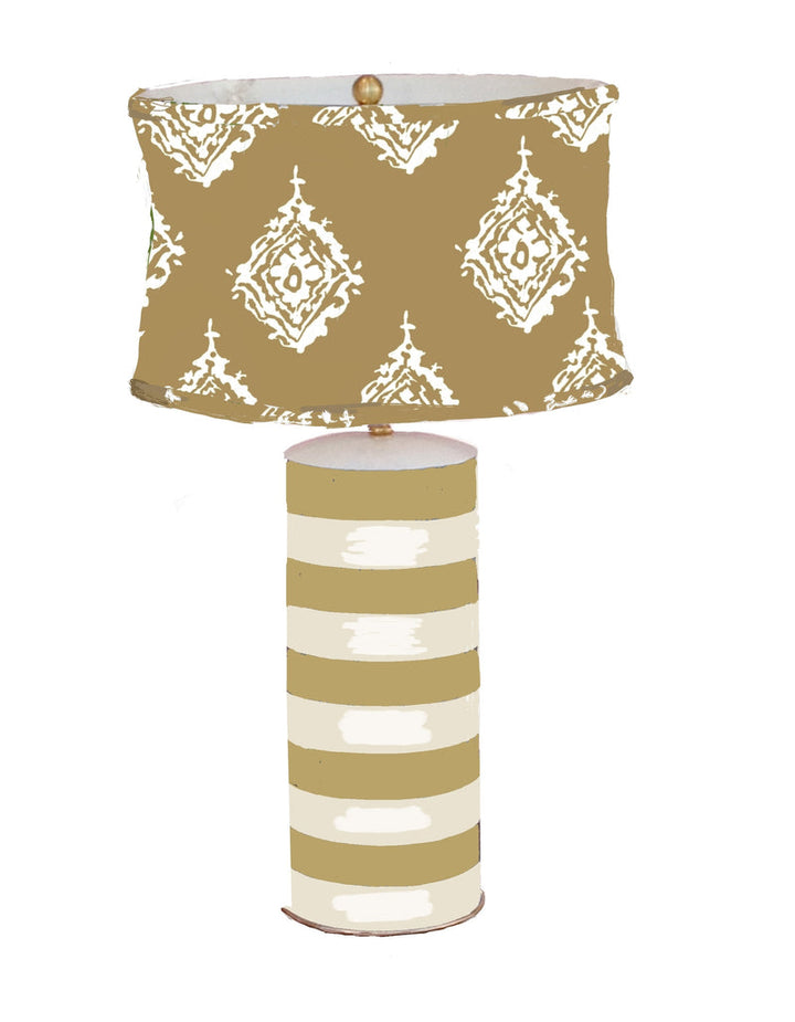 Stacked Tole Lamp in Taupe Stripe, by Dana Gibson, 2 Sizes