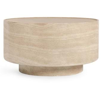 Mckenna Outdoor Concrete 31.5" Round Coffee Table Travertine by Classic Home