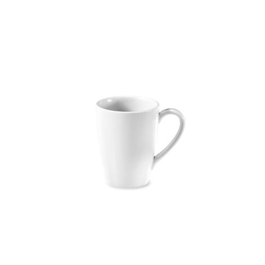 White ceramic mug on a white background
