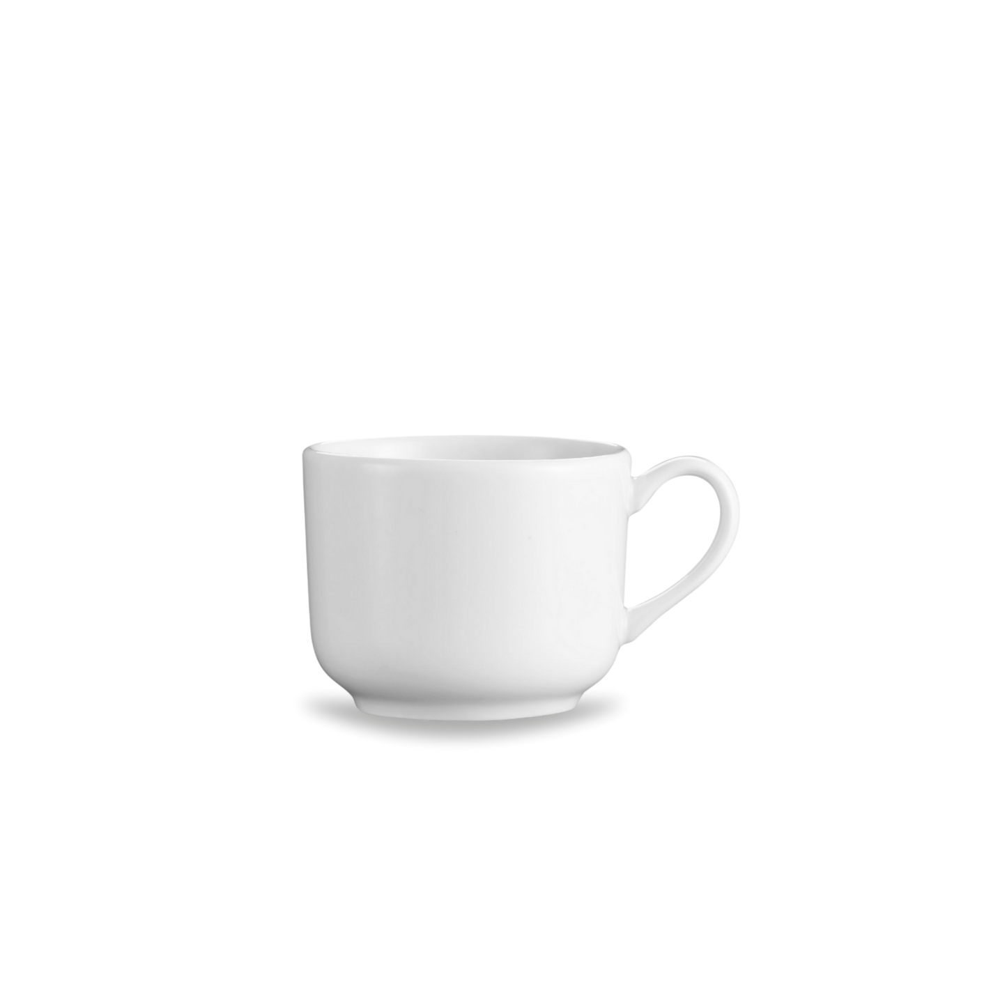 White ceramic mug on a white background