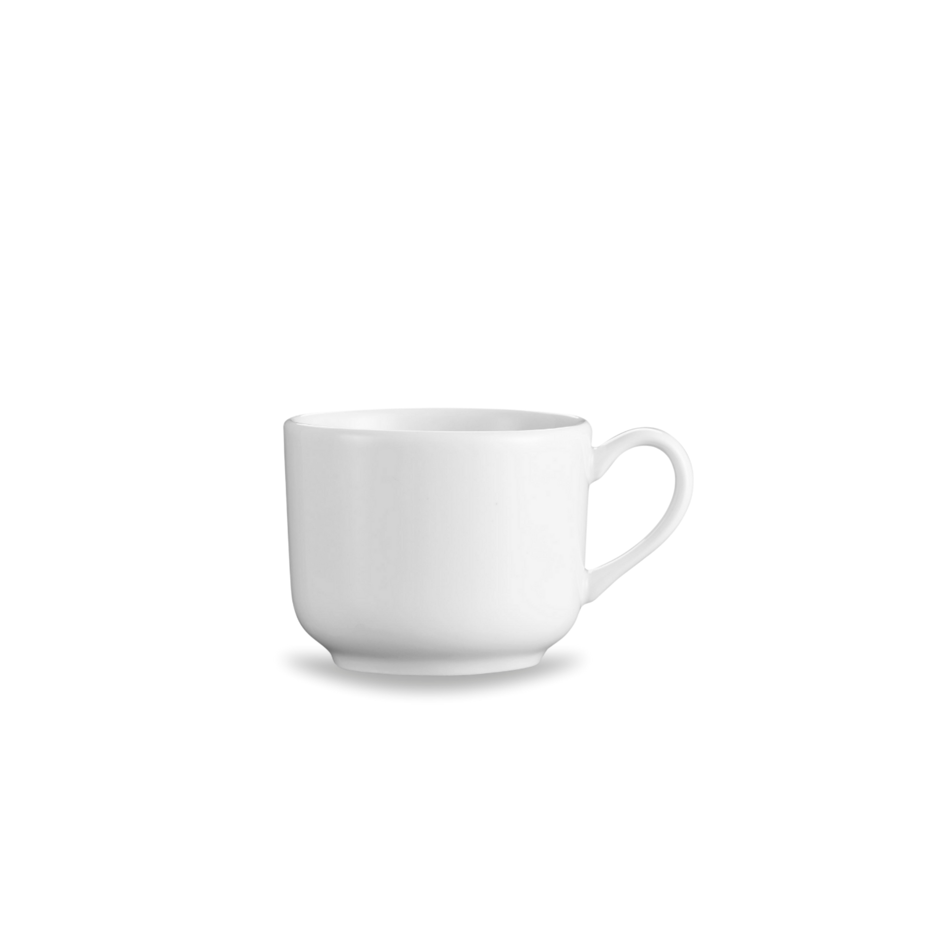 White ceramic mug on a white background