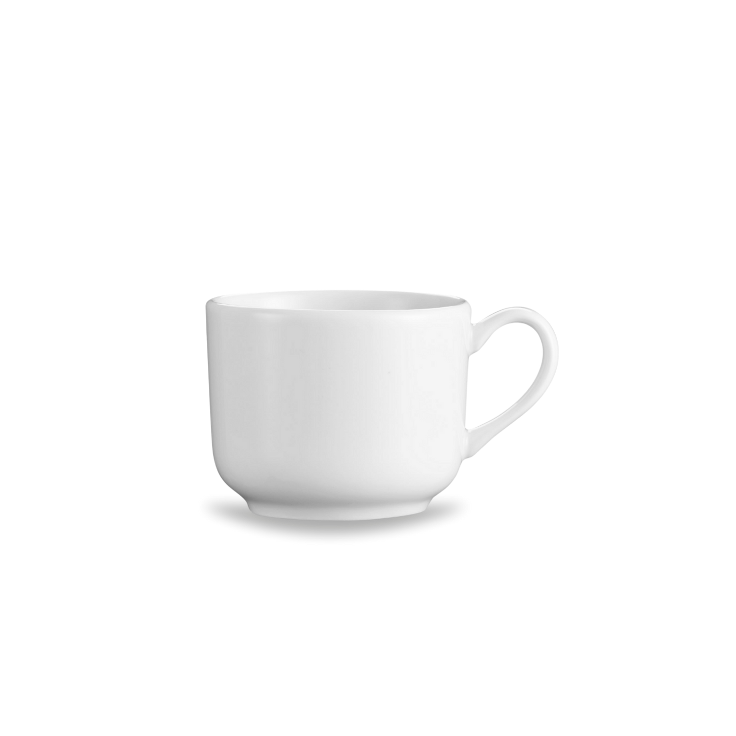 White ceramic mug on a white background