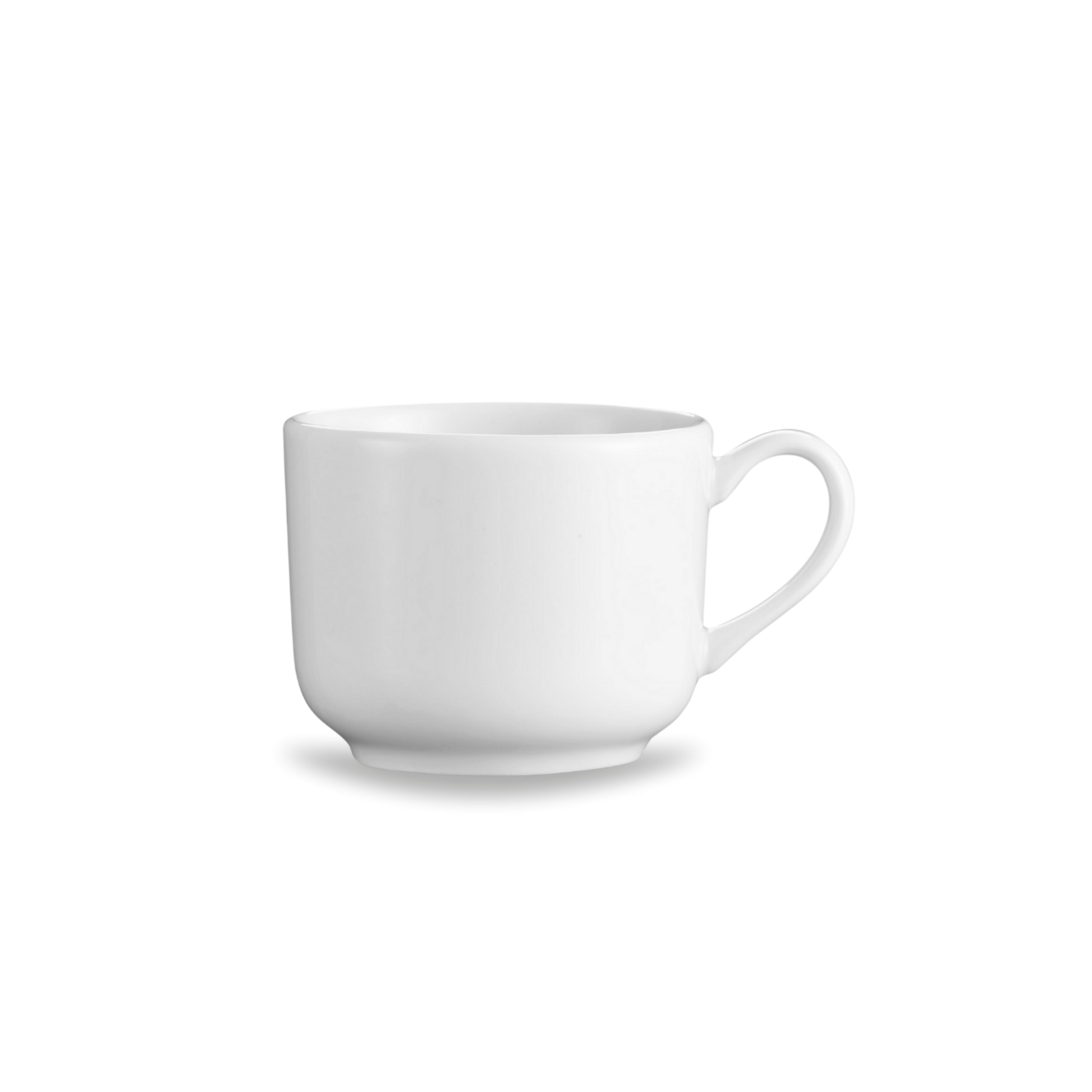 White ceramic mug on a white background
