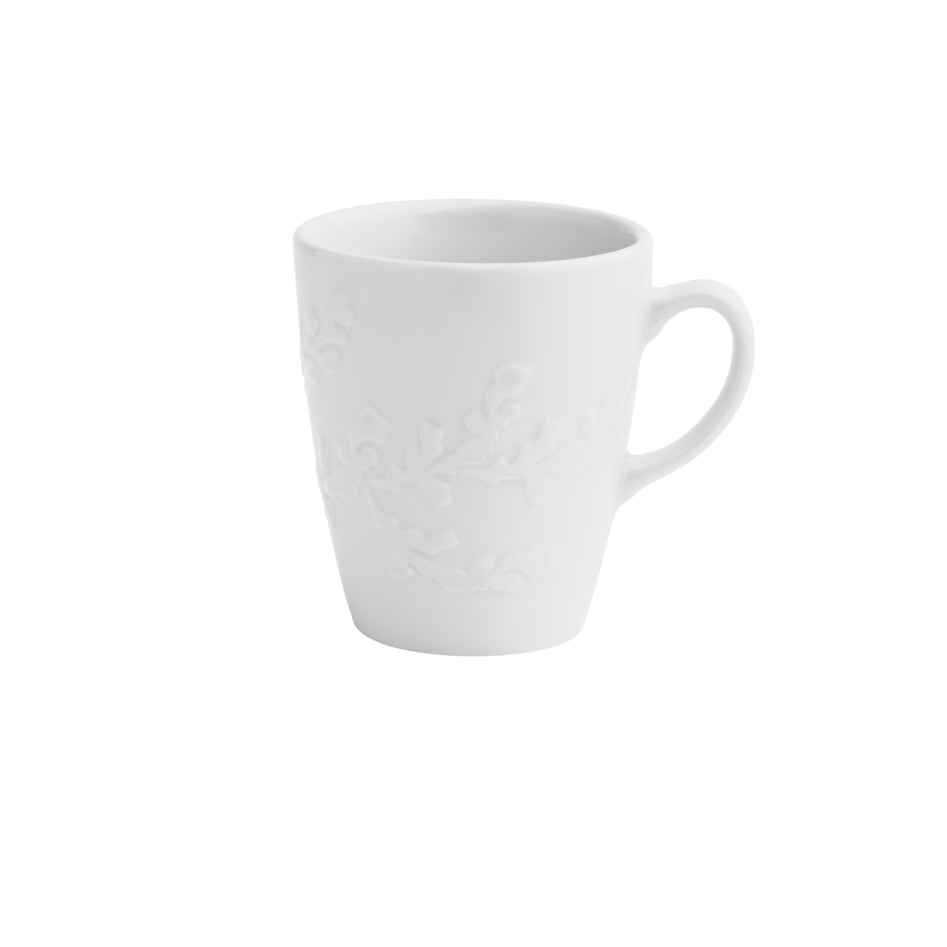White textured mug on a white background