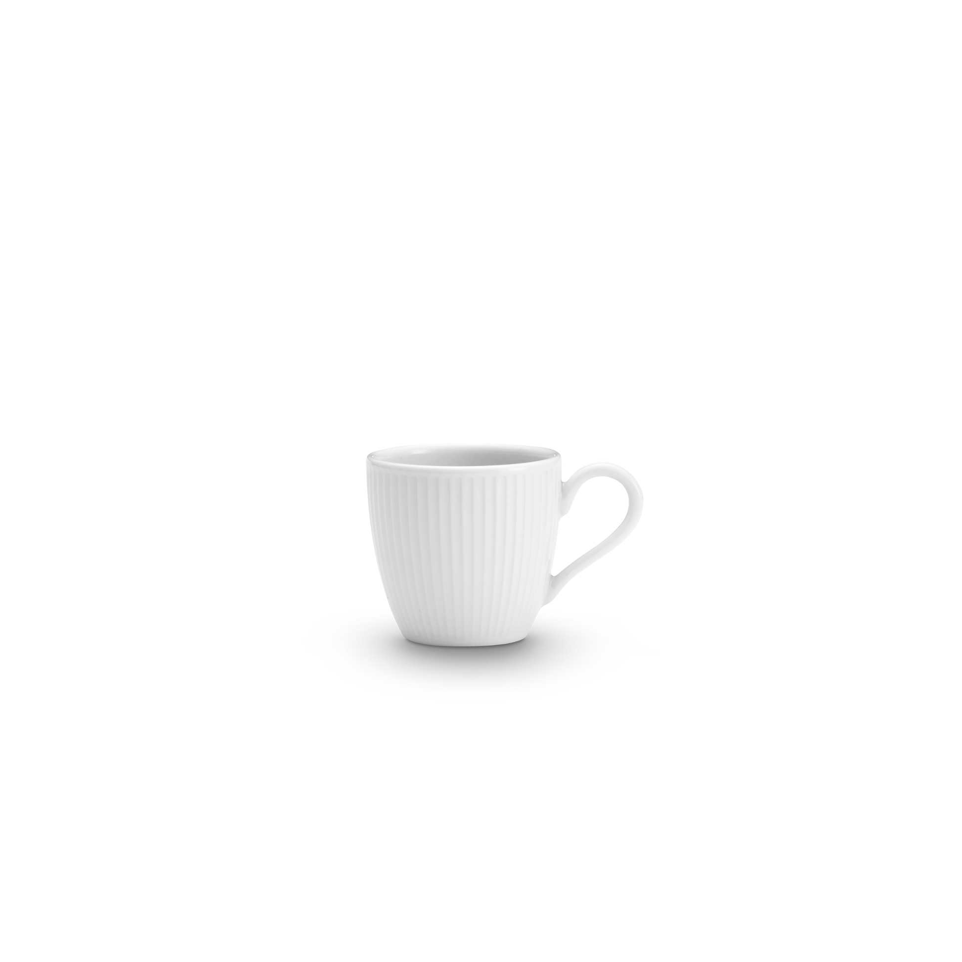 White ceramic mug on a white background