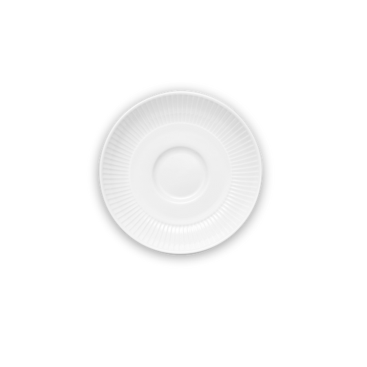 White ceramic saucer on a white background