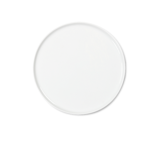 Plain white plate on a white background