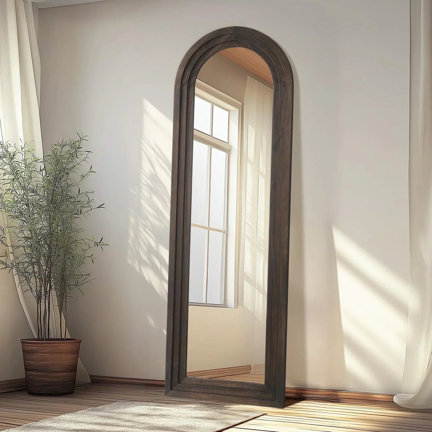MELOMOIR Arched Full Length Floor Mirror with Solid Wood Frame