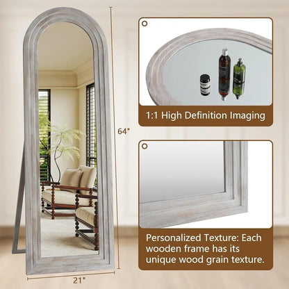 MELOMOIR Arched Full Length Floor Mirror with Solid Wood Frame