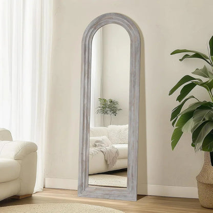 MELOMOIR Arched Full Length Floor Mirror with Solid Wood Frame