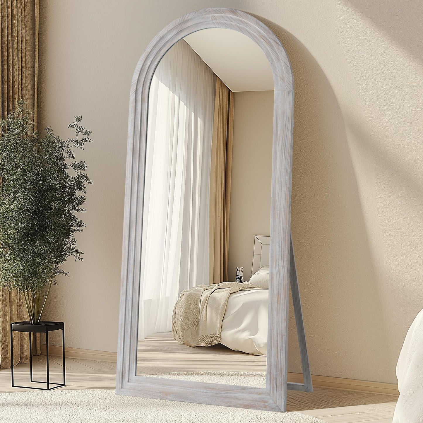 MELOMOIR Arched Full Length Floor Mirror with Solid Wood Frame