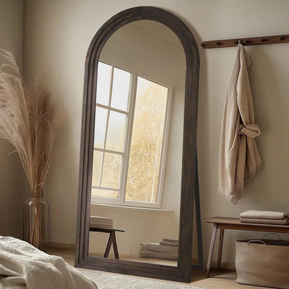 MELOMOIR Arched Full Length Floor Mirror with Solid Wood Frame