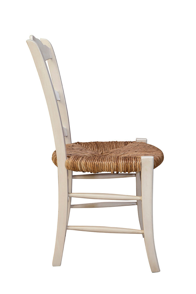 Cream Dining Chair with woven seat called Cream Caroline Side Chair