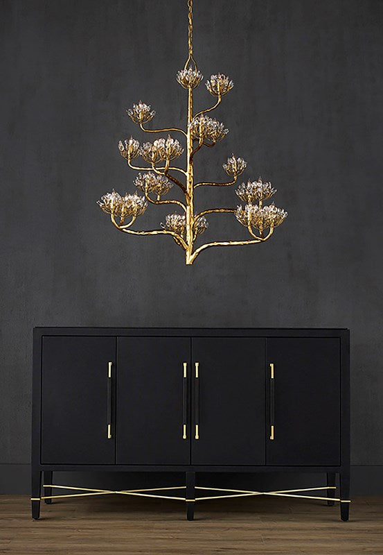 Agave Americana Gold Chandelier by Currey and Company