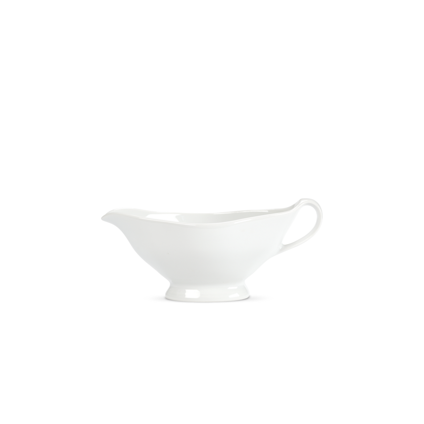 White ceramic gravy boat on a white background