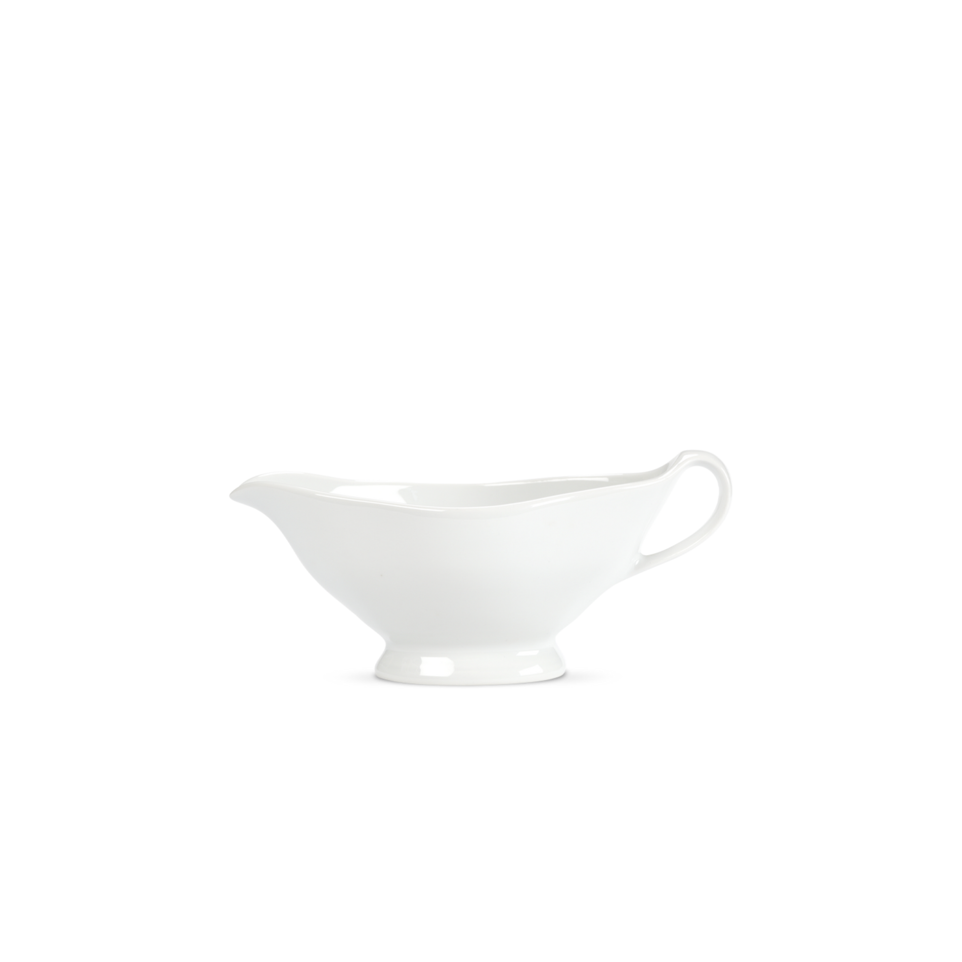 White ceramic gravy boat on a white background
