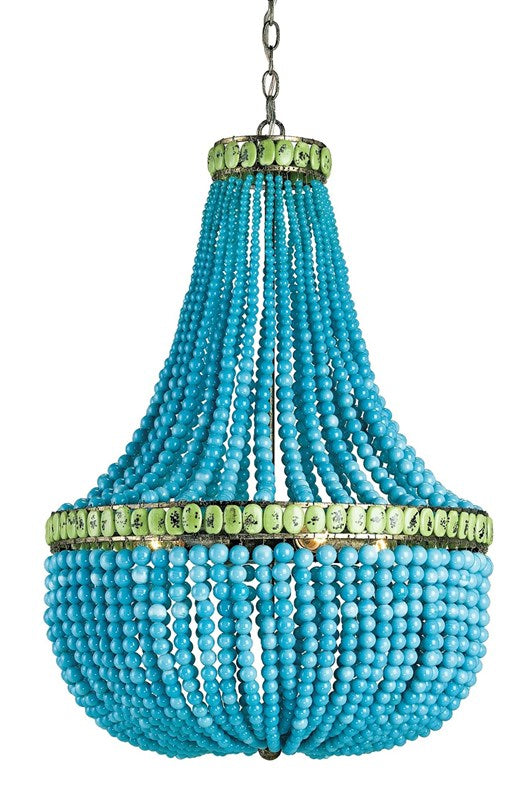 Hedy Turquoise Beaded Glass Chandelier by Currey and Company