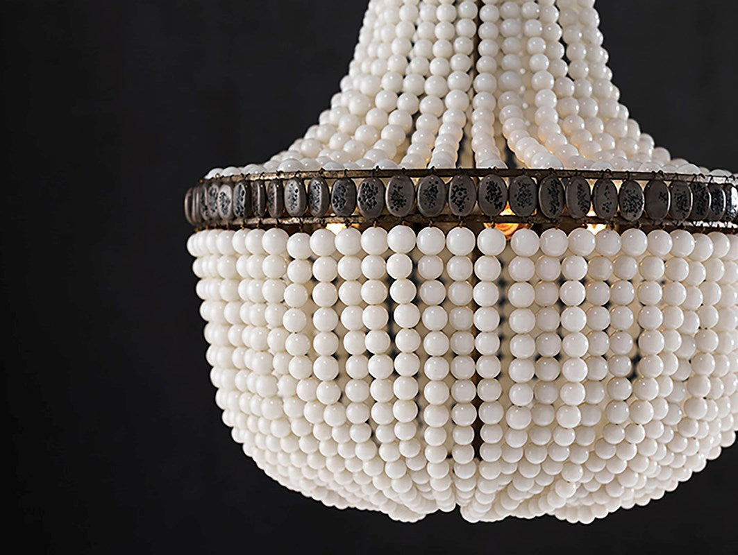 Hedy Cream Beaded Glass Chandelier by Currey and Company