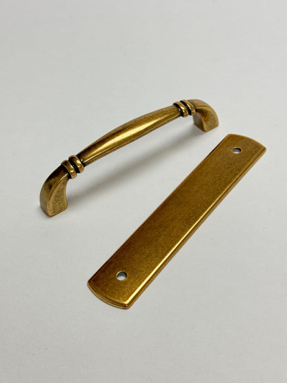 Backplate Antique Brass "Portofino" Drawer Pull and Knob