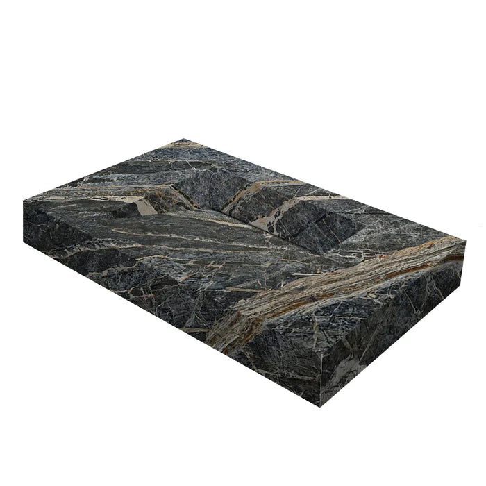 Adriatic Black Marble Modern Rectangular Sink Wall-mount Bathroom Sink (W)16" (L)30" (H)6"