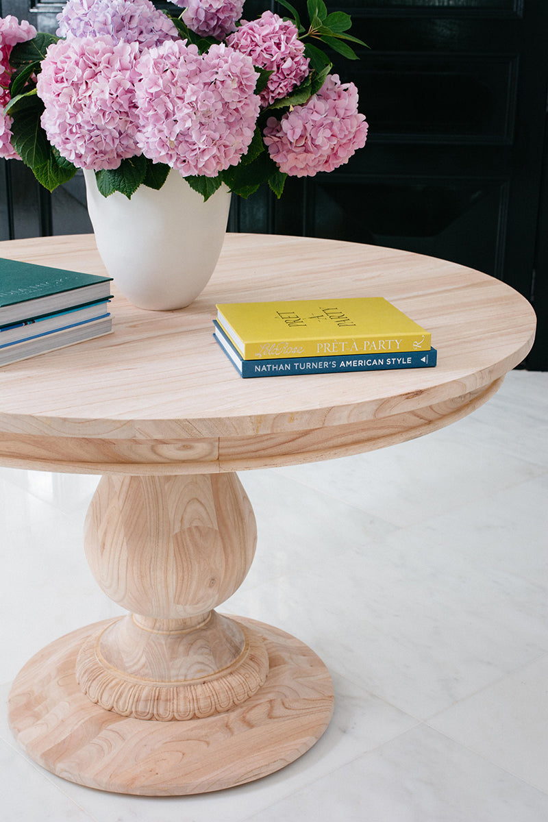 48" Charlotte Pedestal Table (Natural)- 15% Discount thru April 7th