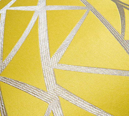 Close-up of yellow fabric with geometric pattern