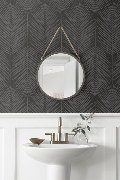 Persei Palm Glass Beaded Botanical Unpasted Wallpaper