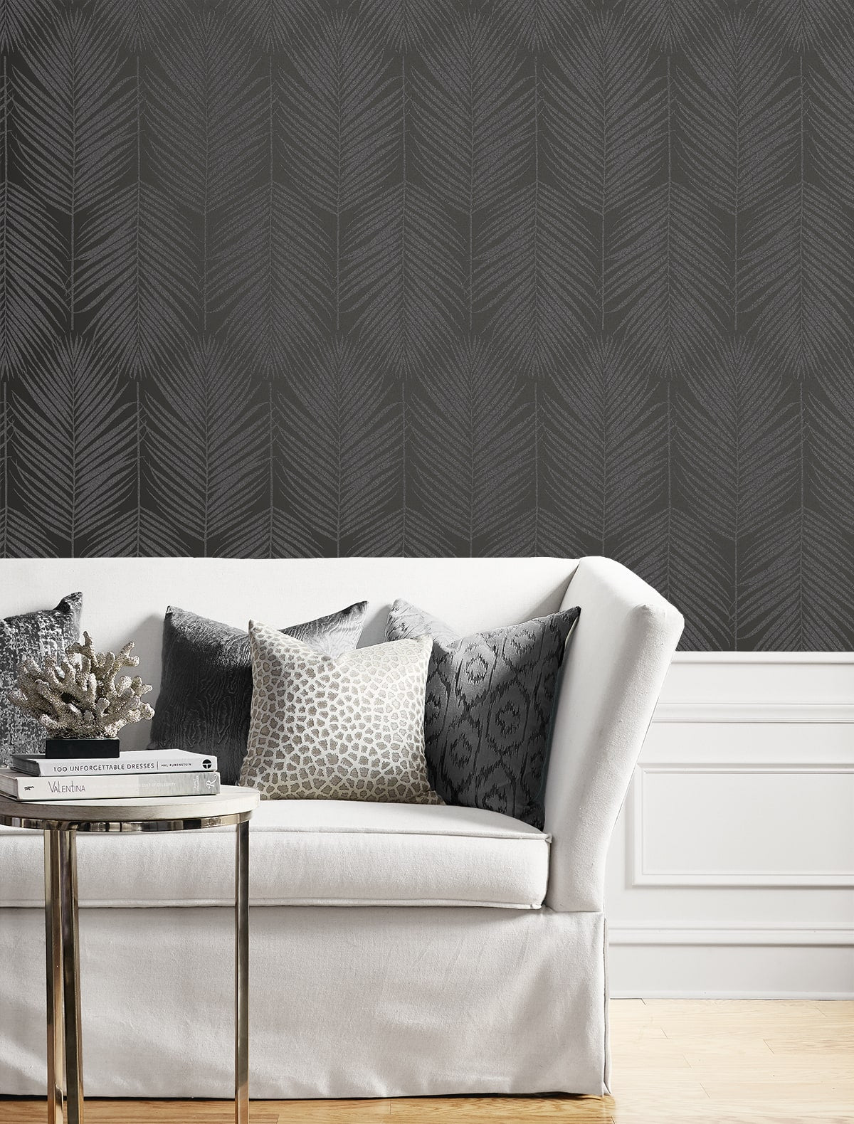 Persei Palm Glass Beaded Botanical Unpasted Wallpaper