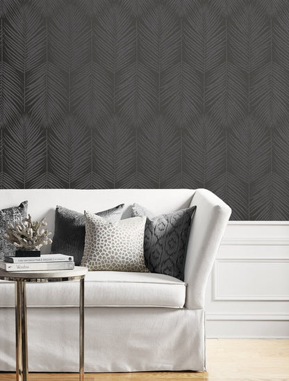 Persei Palm Glass Beaded Botanical Unpasted Wallpaper