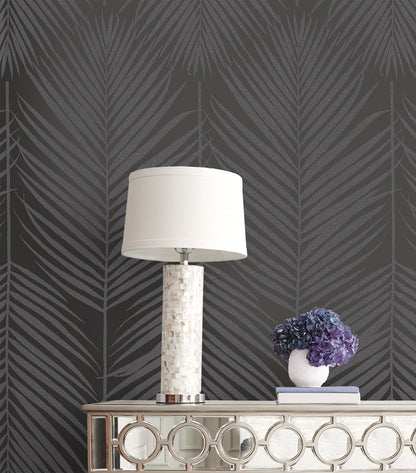 Persei Palm Glass Beaded Botanical Unpasted Wallpaper