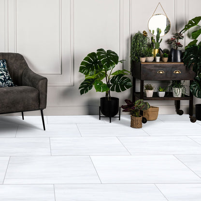 Bianco Dolomite Platinum Marble 12"x24" Polished Floor and Wall Tile - Livfloors Collection