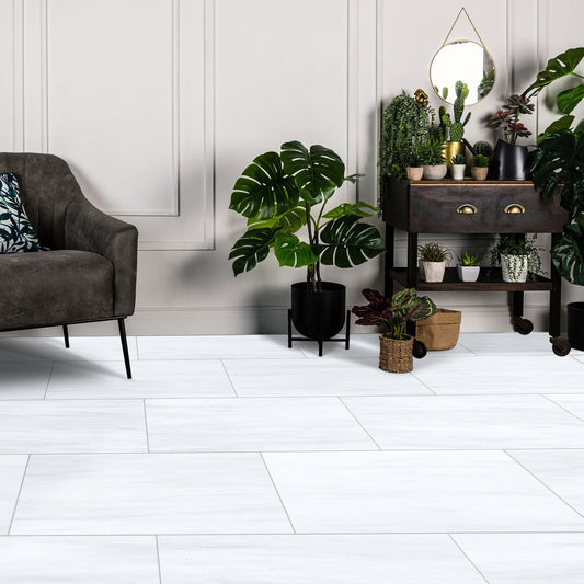 Bianco Dolomite Platinum Marble 12"x24" Polished Floor and Wall Tile - Livfloors Collection