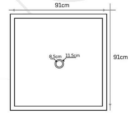 Black Andesite Square Shower Base Hand-carved from Solid Andesite Block (W)36" (L)36" (H)3"