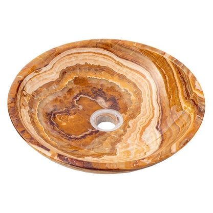 Brown Onyx Translucent Natural Stone Above Vanity Vessel Sink Polished (D)16" (H)4"