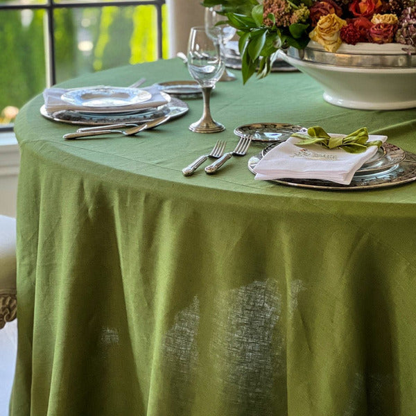 Solid Green Tablecloth 120" by Crown Linen Designs