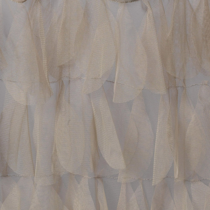 Chichi Sable Taupe Cascading Tulle Petal Shower Curtain by Couture Dreams