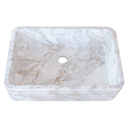 European Sugar Marble Rectangular Farmhouse Sink Semi-Polished (W)12.5" (L)18" (H)5"